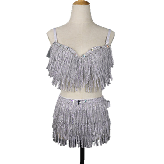 LED Clothes Glowing Bra Shorts Fashion Luminous Suits Belt Show Women Reflective Face Tasseled Bra Belly Dancer Dress Accessorie