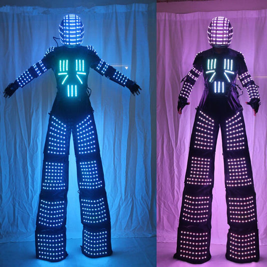 Stilts Walker RGB LED Lights Dancer Costume Colorful Led Robot Men Suit Performance Electronic Music Festival DJ Show Clothes