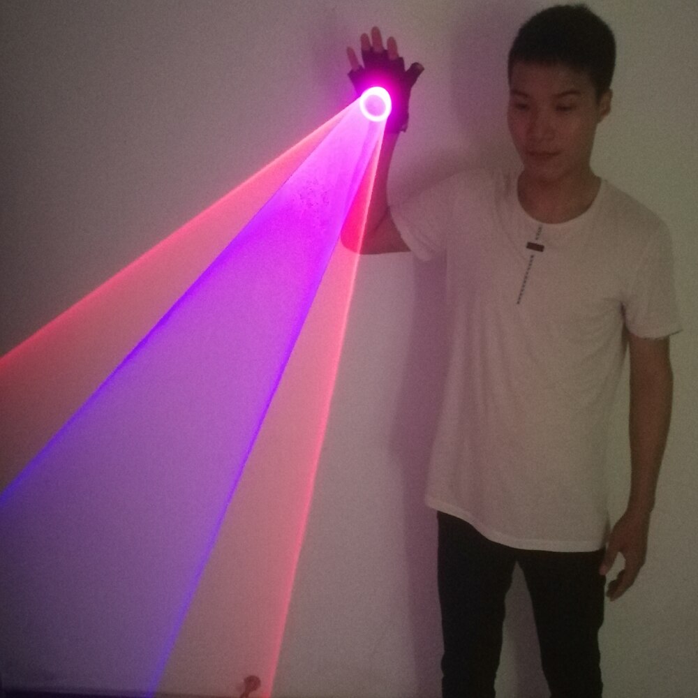 Blue Green Red Laser Gloves for DJ Dancing Club True Blue Rotating LED Gloves Light Pub Party Laser Show