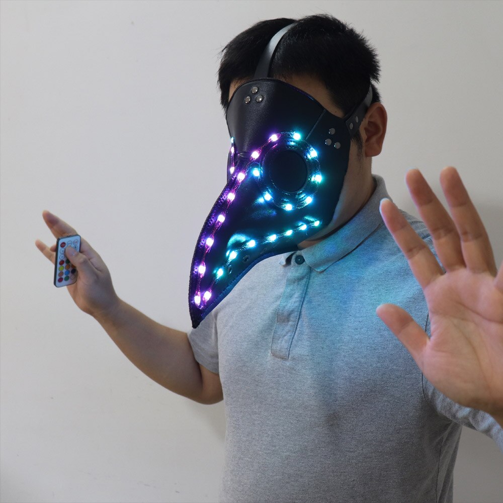 Full Color LED Lighting Steampunk Glasses Gas Masks Goggles Cosplay Bar Props Gothic Anti-Fog Haze Men and Women Mask