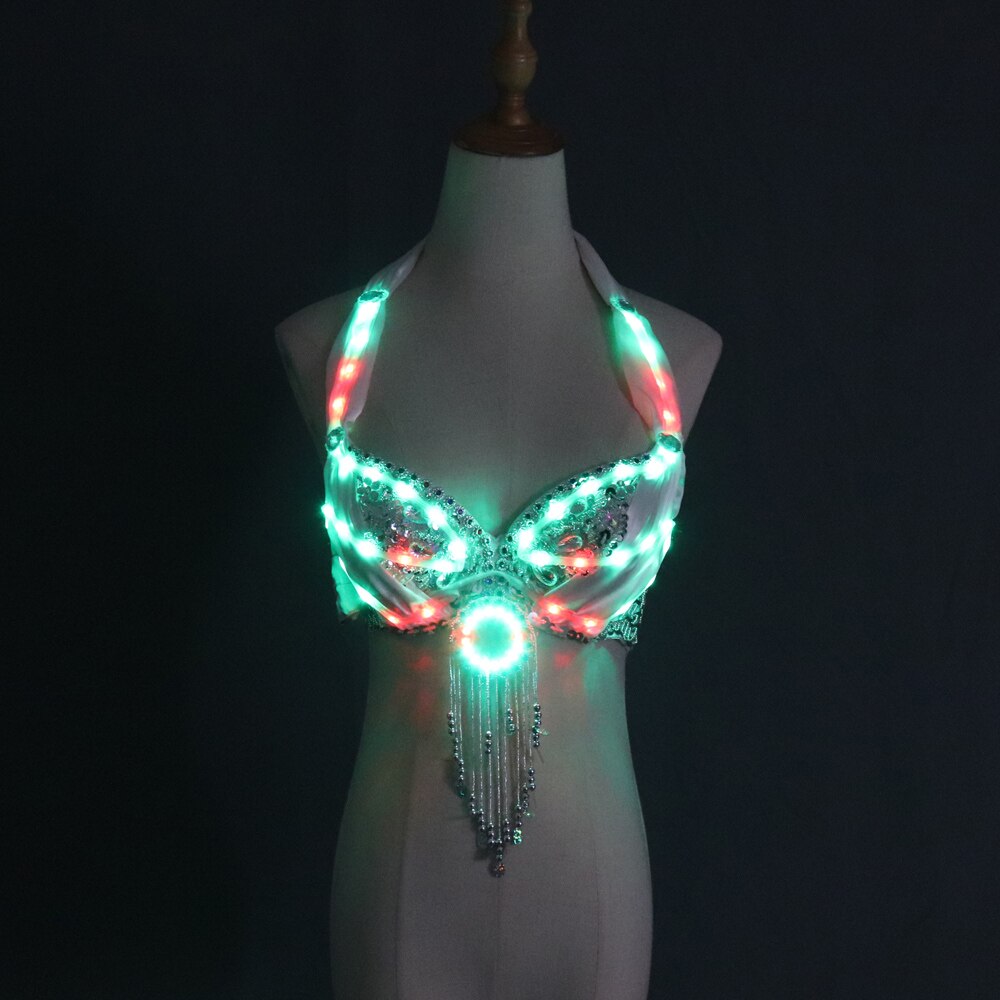 LED Lights Bling Bling Mermaid Belly Dance Costume Set Women Belly Dance Bra Skirts Professional Outfit
