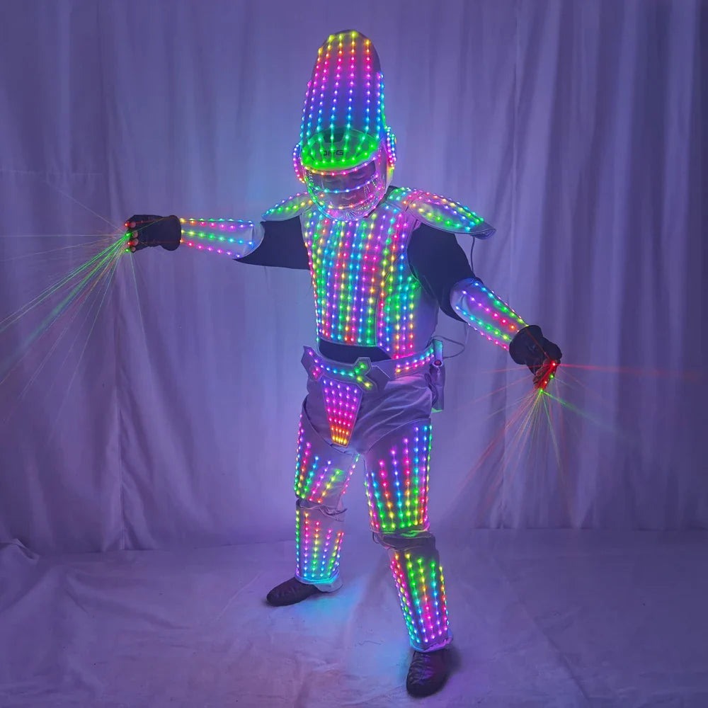 Pixel LED Lights Jacket Coat Stage Dance Costume Tron RGB Light Up Stage Suit Robot Outfit Group Dance Performance