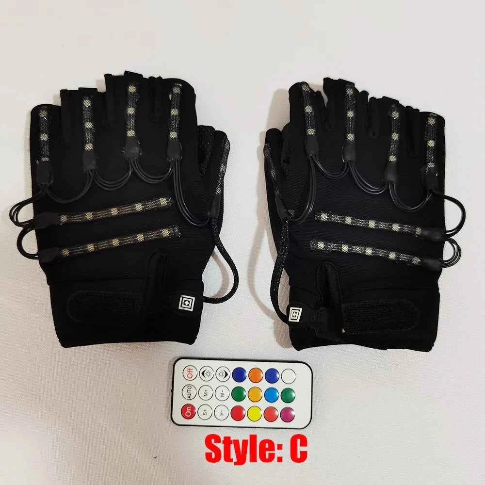 LED Flashing Gloves and Glasses Set for Party Costumes and Stage Performances - Tem-laser.com