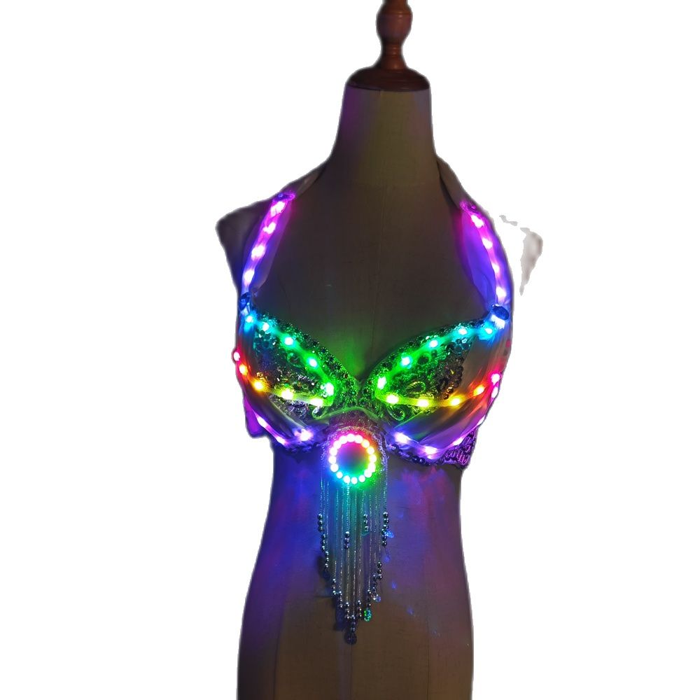 LED Lights Bling Bling Mermaid Belly Dance Costume Set Women Belly Dance Bra Skirts Professional Outfit