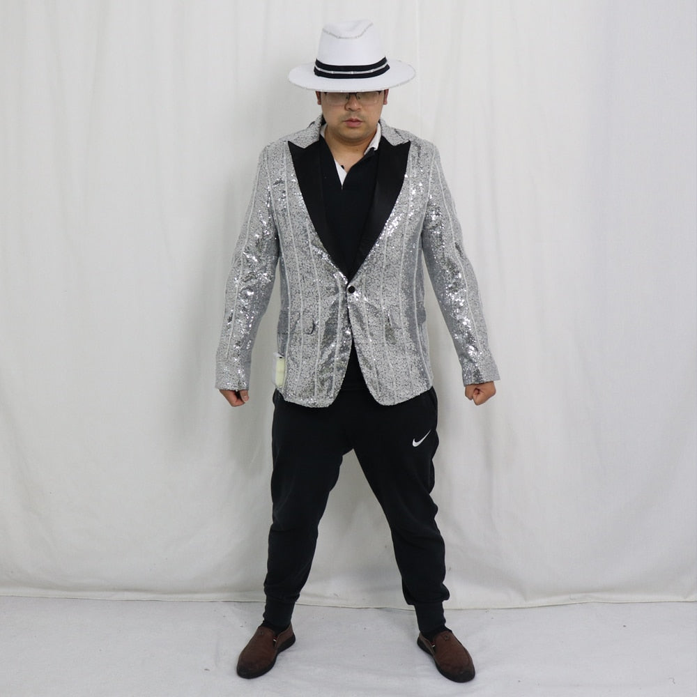 Full Color LED Sequins Fashion Lighting Fashion Senior Host Dress Dance Best Man Banquet Slim Suit Jacket