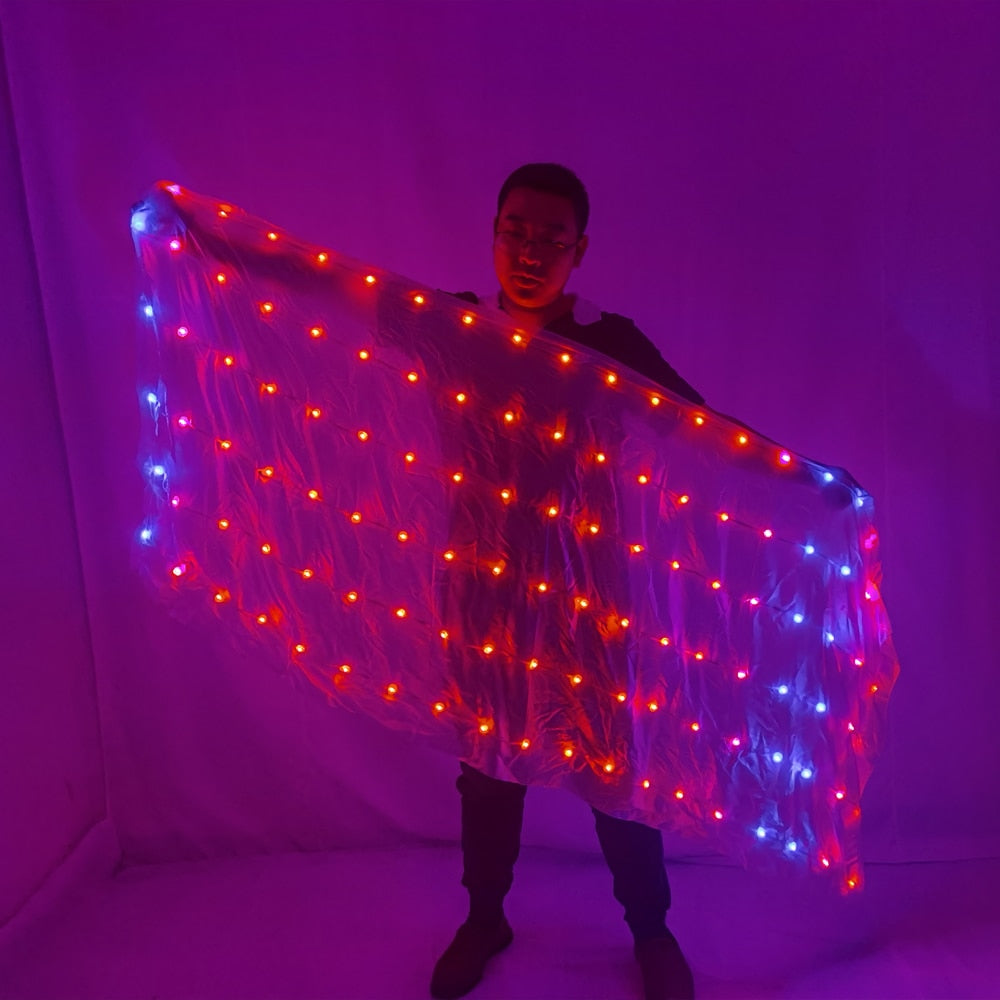 LED Veils Light Silk Performance Props Accessories Rainbow Colored Rectangle Veil Silk Belly Dance