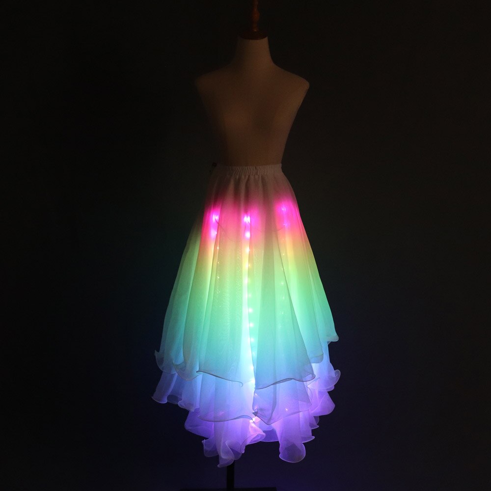 LED Color Lights Women Belly Dance Split Skirt Sexy Professional Bellydance Training Clothes Dancing Costumes