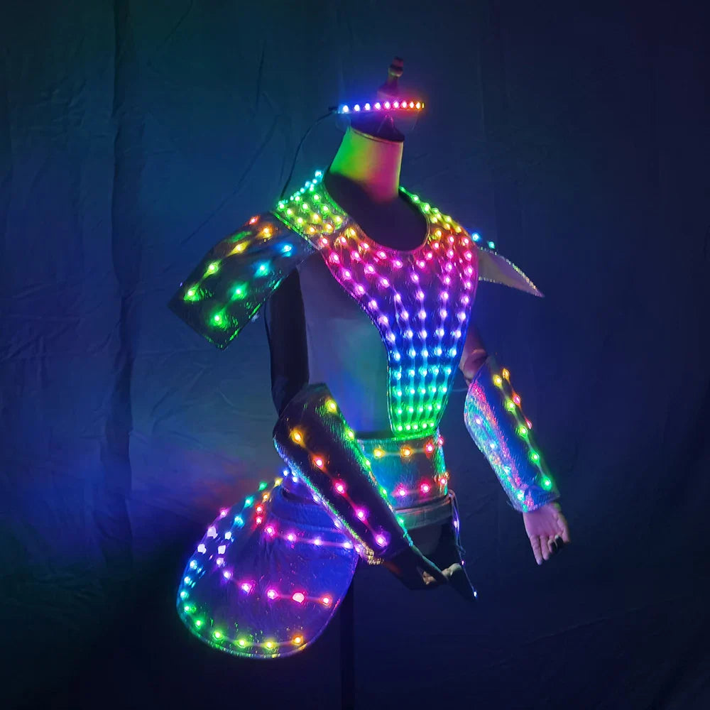 LED Dress Women Dancer Future Technology Cosplay Costume  DJ Singer Performance Stage Wear Costume Sexy Silver Laser Skirt