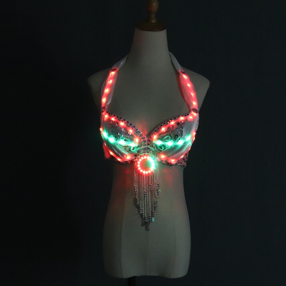 LED Lights Bling Bling Mermaid Belly Dance Costume Set Women Belly Dance Bra Skirts Professional Outfit