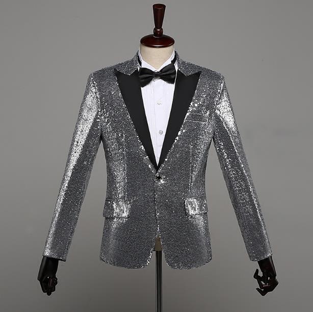 Full Color LED Sequins Fashion Lighting Fashion Senior Host Dress Dance Best Man Banquet Slim Suit Jacket
