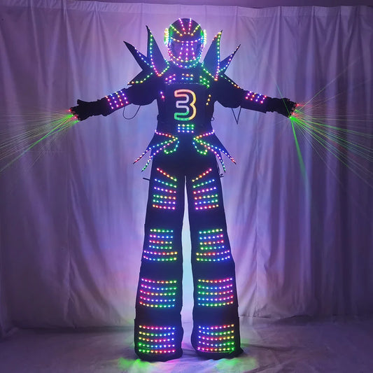 Full Color Smart Pixels LED Robot Suit Costume Clothes Stilts Walker Costume  Stage Dance Performance LED Lights Luminous Jacket