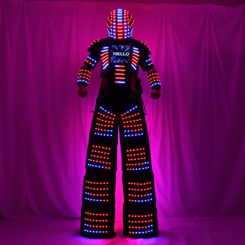Full Color Remote Control LED Robot Costume Clothes Stilts Walker Suit Excited Digital Screen DIY Text Image LOGO