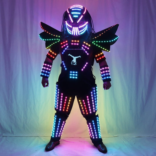 Pixels Led Robot Suit Traje De Robot  Full Color Change Stage Show Singer Party Performance Wear Helmet with Laser Gloves