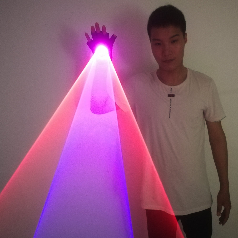 Blue Green Red Laser Gloves for DJ Dancing Club True Blue Rotating LED Gloves Light Pub Party Laser Show