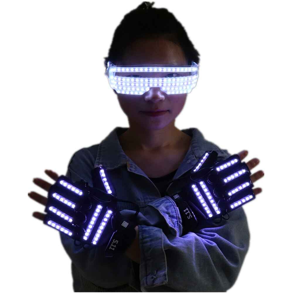 LED Light Emitting Costume Props Glowing Glasses Gloves for Birthday Party Stage Show - Tem-laser.com