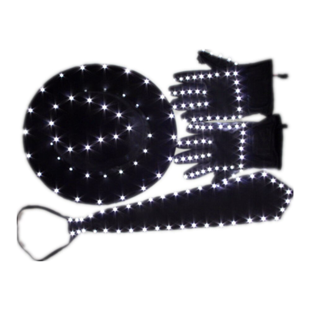 LED Costume Clothes Luminous Jazz Hat with Light Tie LED Gloves LED Suit for Michael Jacket Cosplay Costume