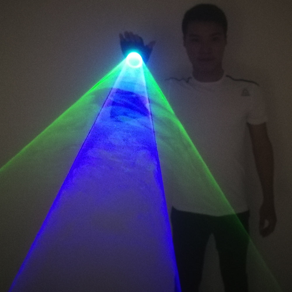 Blue Green Handheld Laser Cannon Rotating Gloves  LED Gyro Palm Light DJ Dancing Club Pub Party Laser Show