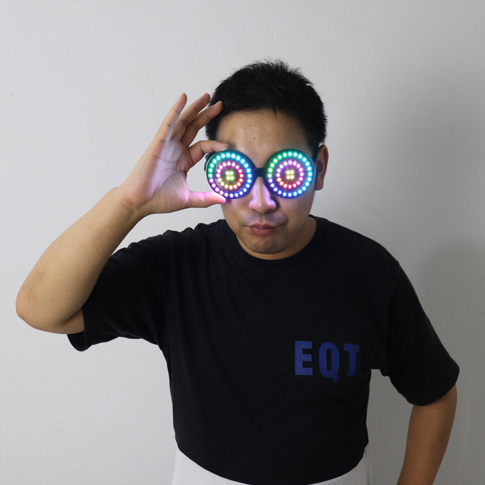 High Quality USB Recharge Led Glasses Light Up Goggles Rainbow Full Color Spectrum Rave Eye Costume Night Club Party