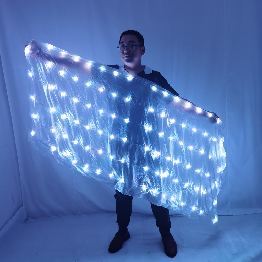 Belly Dance LED Veils Light Silk Performance Props Accessories Rainbow Colored Rectangle LED Veil Silk