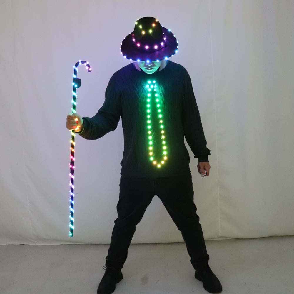 LED Costume Clothes Suit Light Up Belly Dancing Flashing White Canes Women Men Jazz Dance for Stage Performance Party As Gift - Tem-laser.com