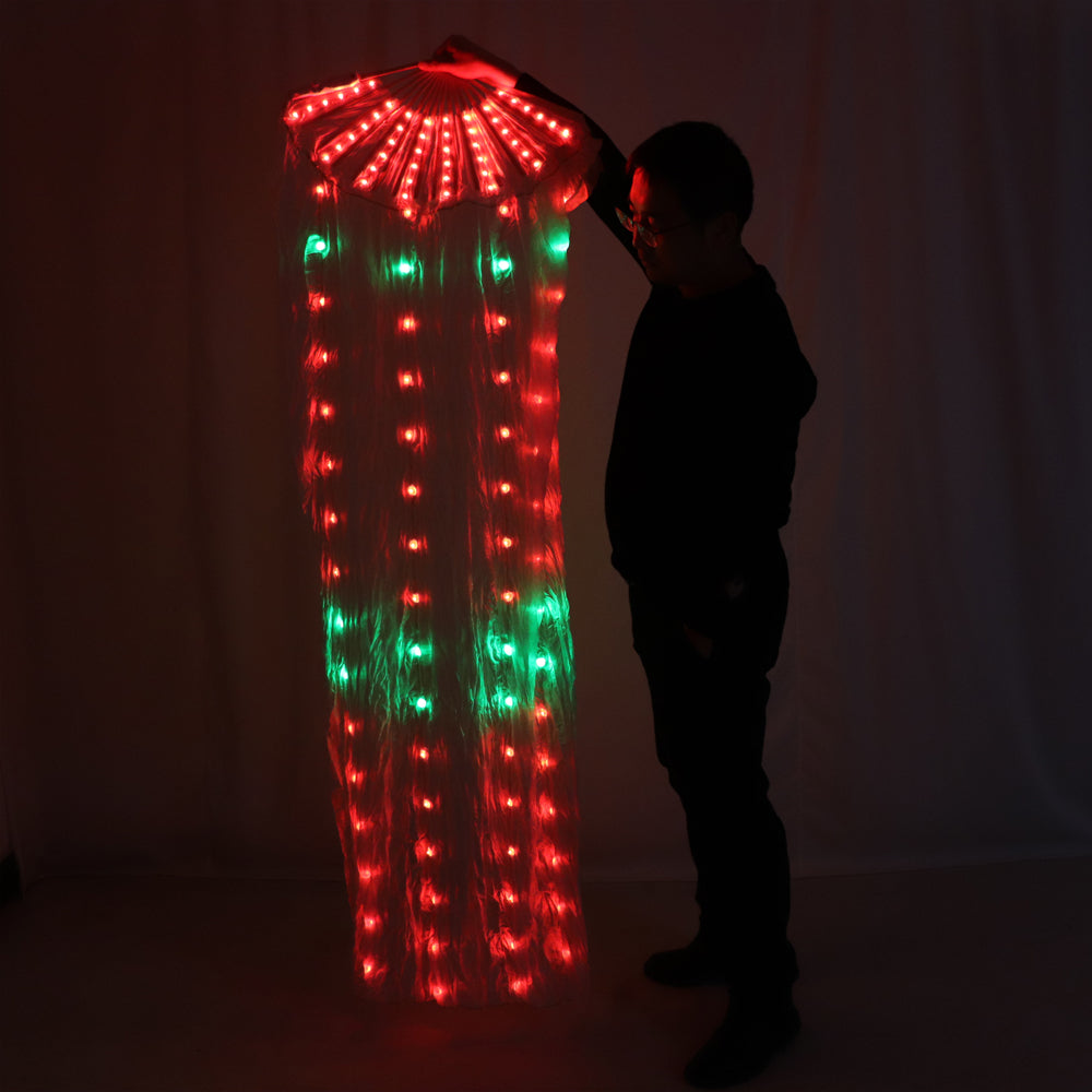 Belly Dance Silk Fan Veil LED Fans Light Up Shiny Pleated Carnival LED Fans Stage Performance Props Accessories Costume