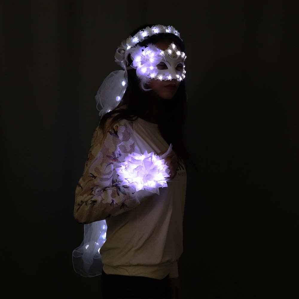 LED Glowing Wreaths Veil Music Festival Party Veil Princess Hair Ornaments - Tem-laser.com
