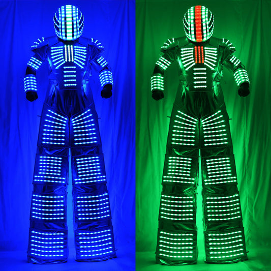 LED Luminous Robot Costume David Guetta Robot Suit Performance Illuminated Kryoman Robotled Stilts Clothes Luminous Costumes