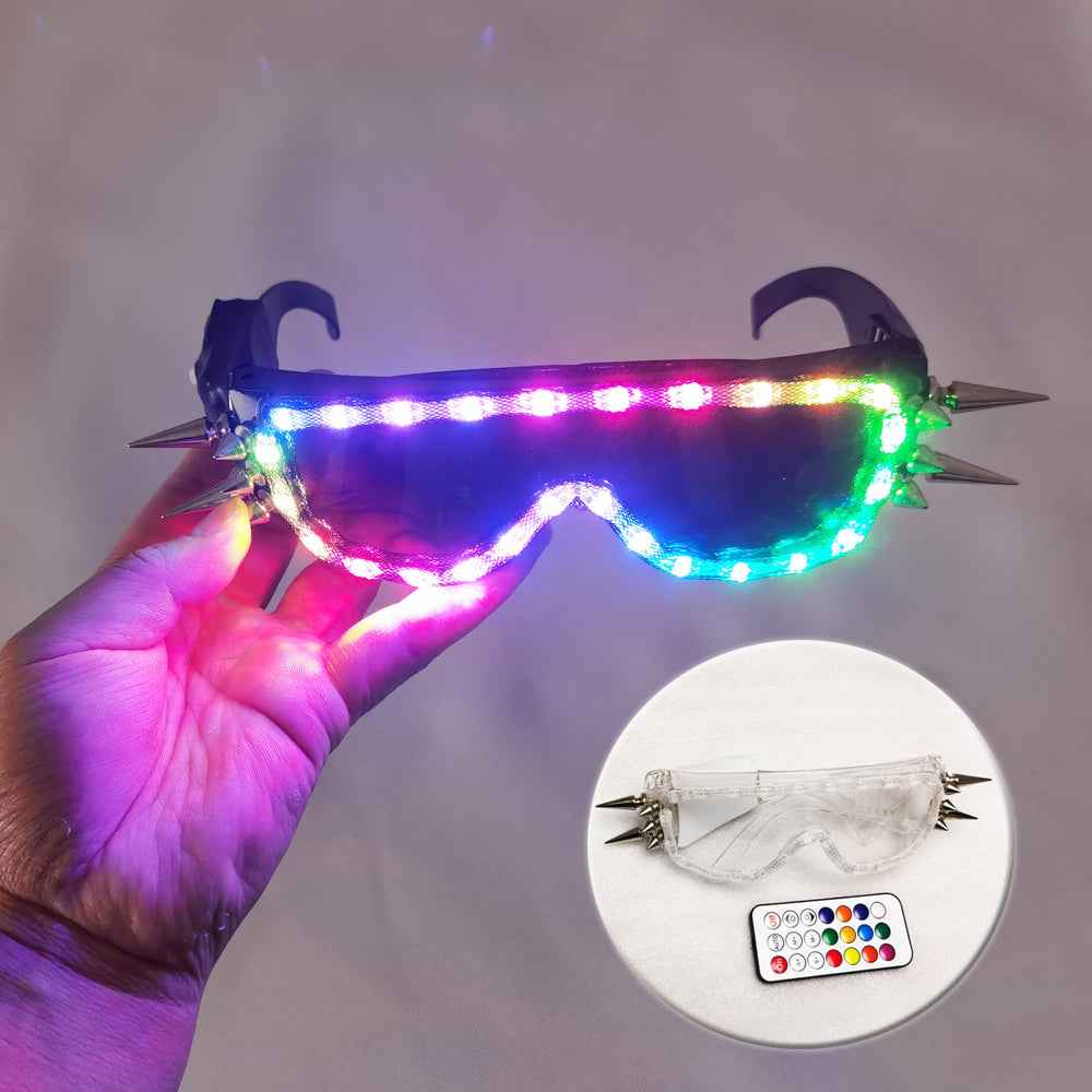 LED Rivet Punk Glasses Light Up for Stage Performance & CostumeClothes - Tem-laser.com