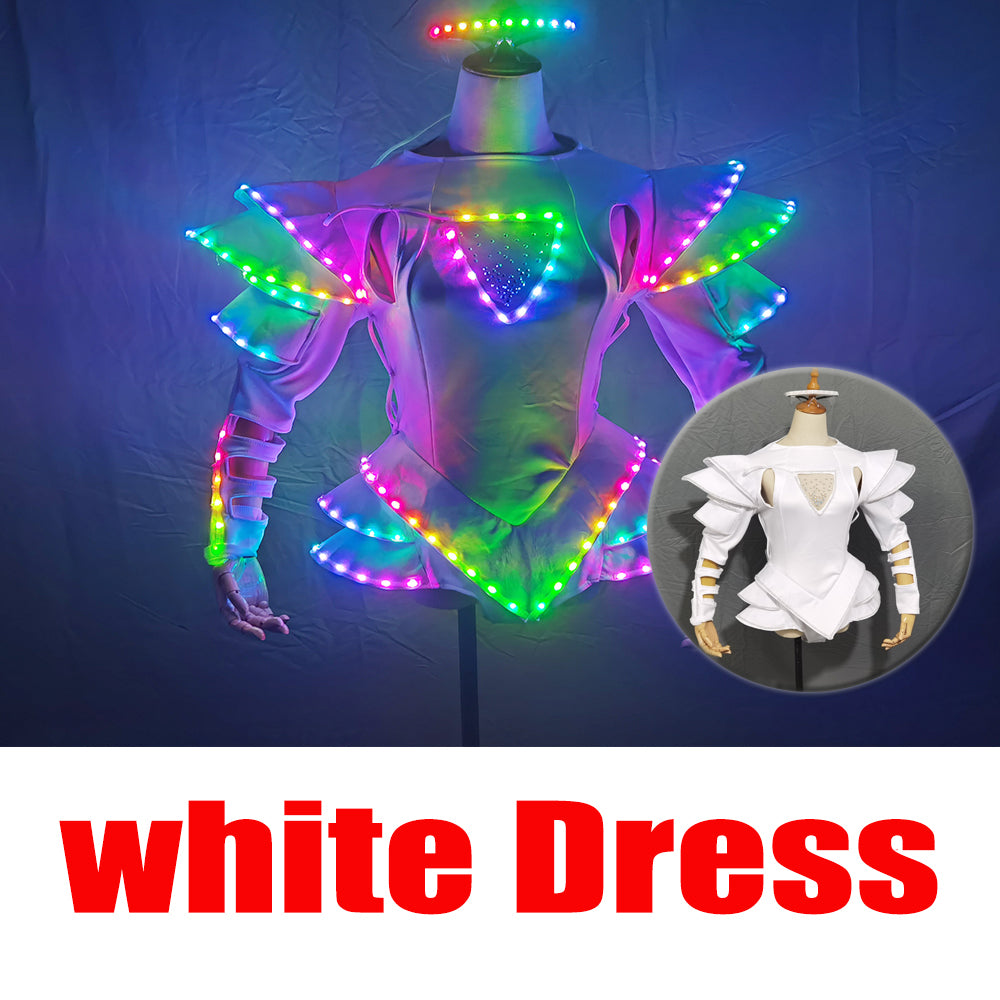 LED Female Warrior Suits – Luminous Glowing Costume for Women Ballroom Dance