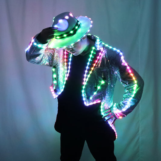 Luminous Fashion Swallowtail LED Tuxedo - Men Glowing LED Clothing Dance Show Accessories