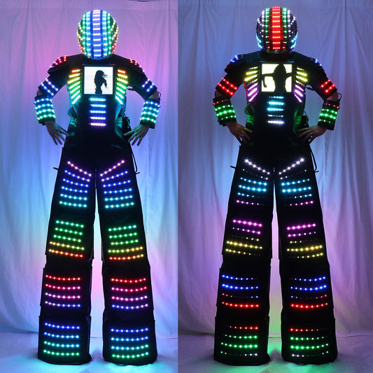 ll Color Remote Control LED Robot Costume for Stilts Walkers - with Excited Digital Screen, DIY Text, Image & LOGO - Ideal for Stage Performances and Parties