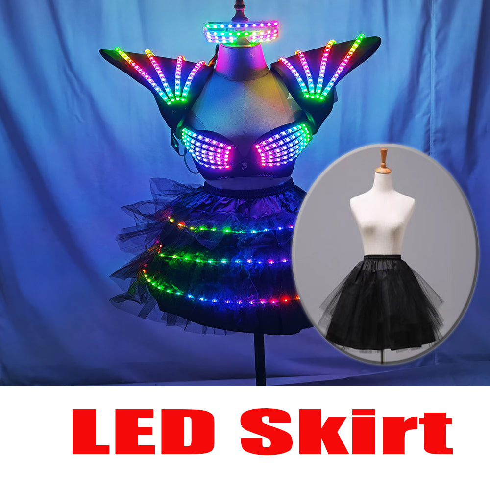 LED Light Up Dance Bra Colorful Shoulder Luminous Vest Nightclub Performance Outfit