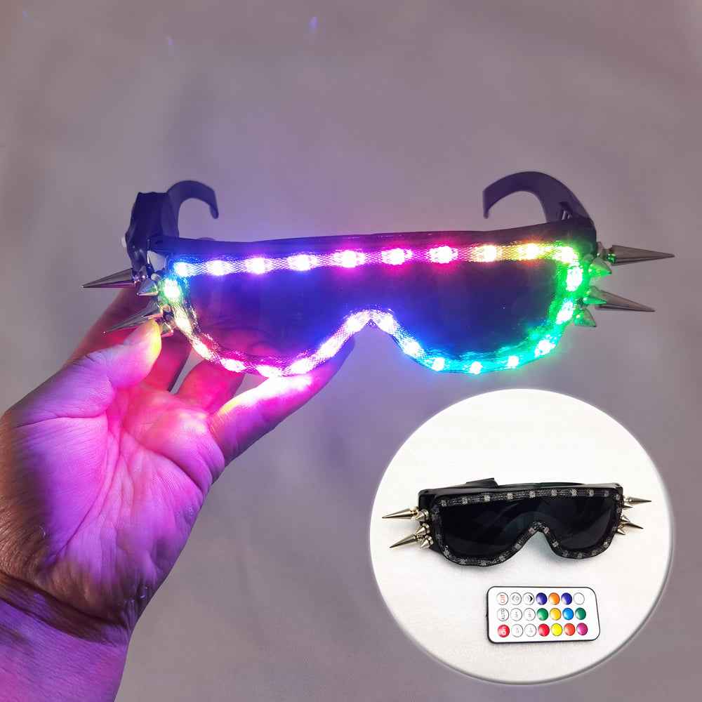 LED Rivet Punk Glasses Light Up for Stage Performance & CostumeClothes - Tem-laser.com