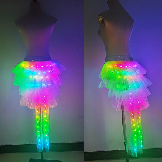 LED Light Up Tutu Skirt for Adults – Neon Rainbow Fashion Dance Costume