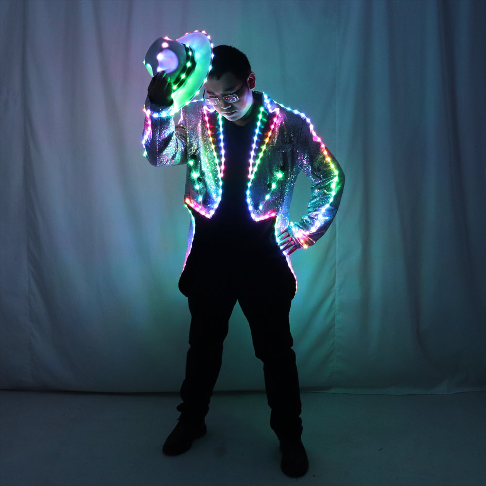 Luminous Fashion Swallowtail LED Tuxedo - Men Glowing LED Clothing Dance Show Accessories