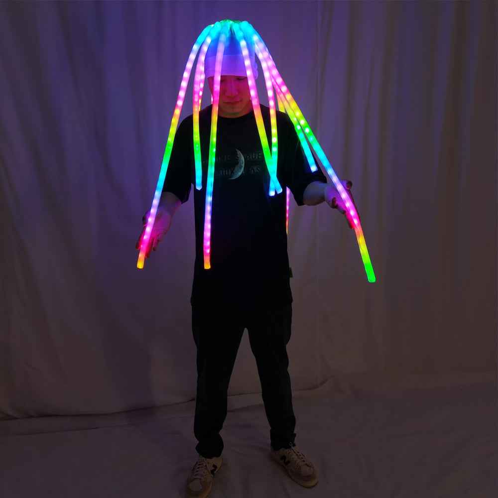 LED Jellyfish Hat Luminous Headdress for Party Dance Team Gogo Stage Show Performance Bar New Lighting Headwear - Tem-laser.com