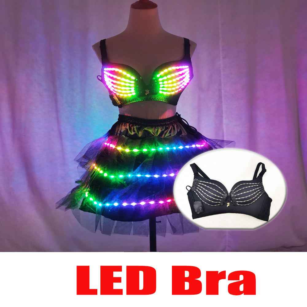 Women LED Mermaid Belly Dance Set Bling Bling Bra & Skirt Professional Belly Dance Wear - Tem-laser.com