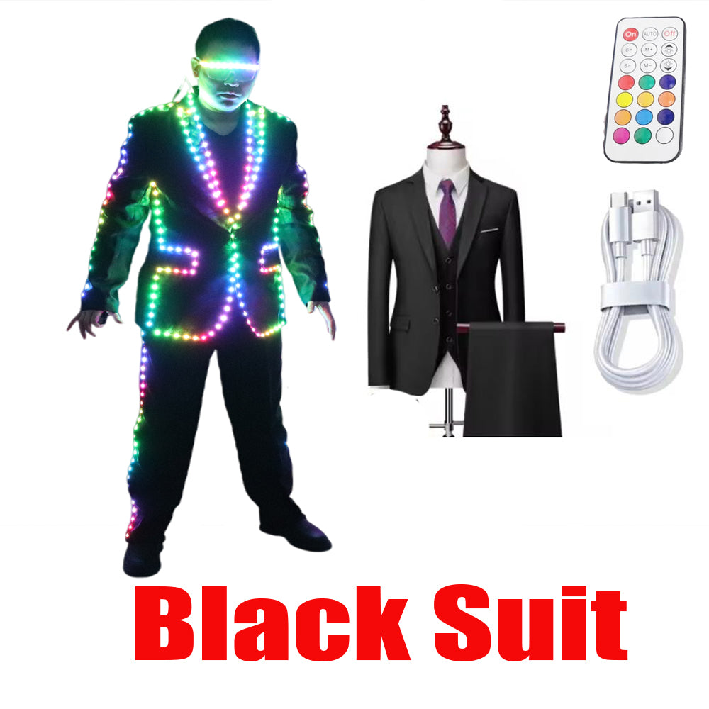 RGB Pixel LED Light Up Jacket Coat - Full Color Tron Stage Suit for Dance Performance Outfit