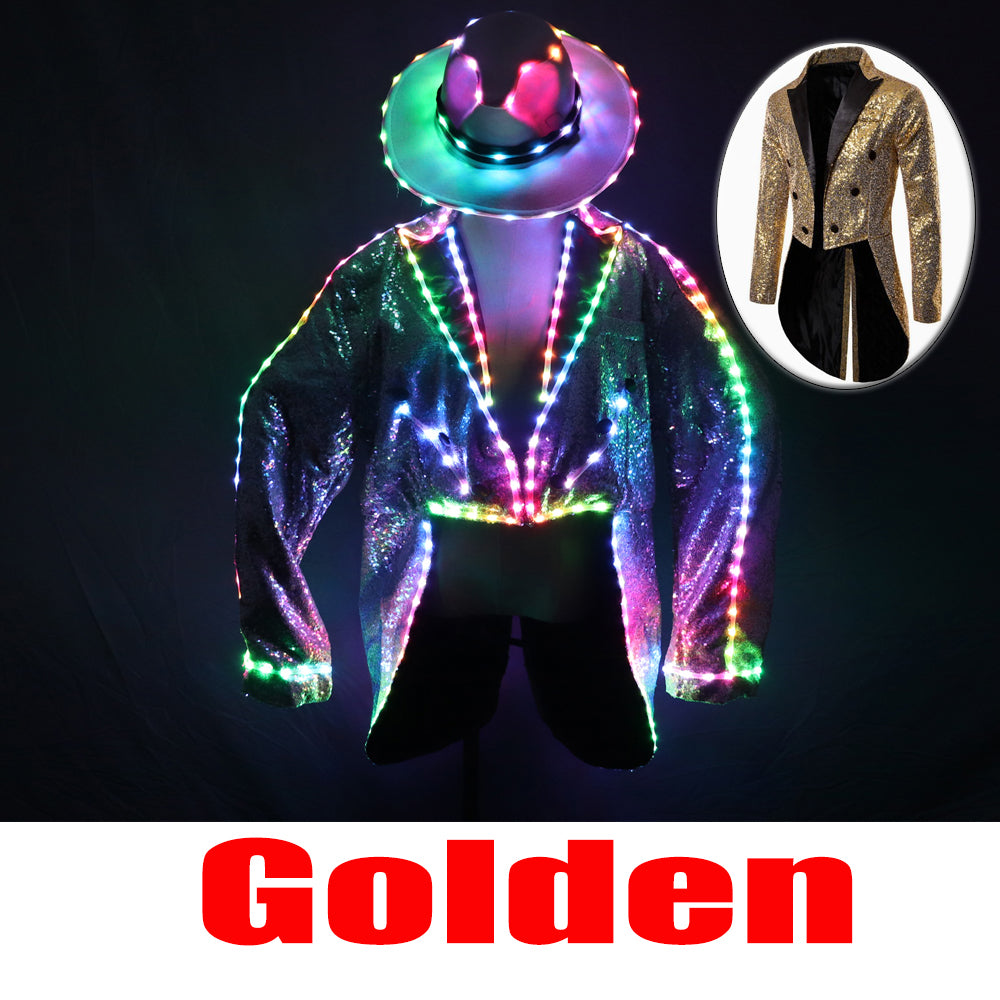Luminous Fashion Swallowtail LED Tuxedo - Men Glowing LED Clothing Dance Show Accessories