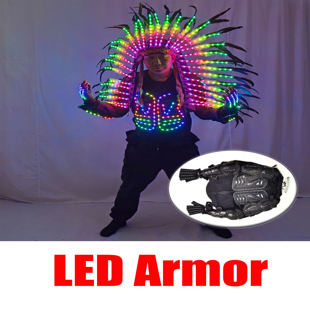 Light Up Full Color LED Armor Jacket - Luminous Glowing Costume for DJ Singer DS Gogo Dance Team