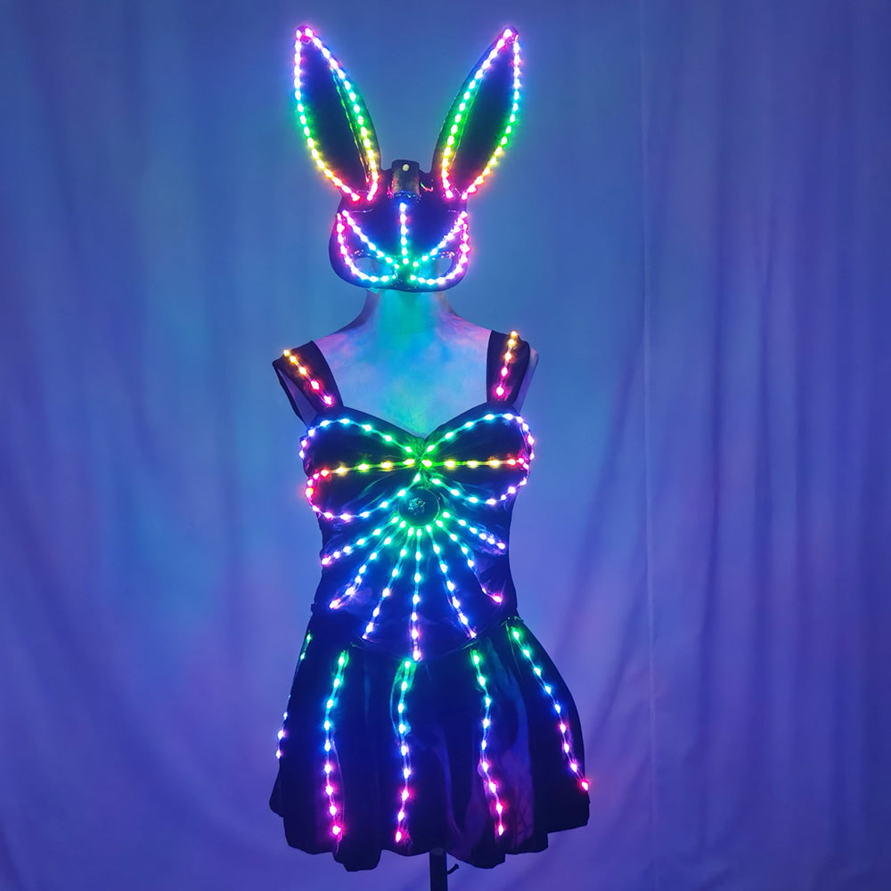 LED Bikini Nightclub Gogo Costume – Light Up Outfit for Lead Dancer & Group Dance