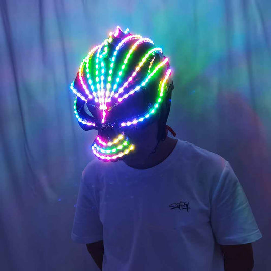 LED Helmet Monochrome Full Color Lighting Racing Hat Mask Waterfall Effect Glowing Robot Suit P - Tem-laser.com