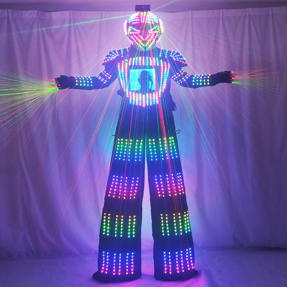 David Guetta Style LED Robot Suit - Luminous Stilts Walker Stage Parade Performance Costume