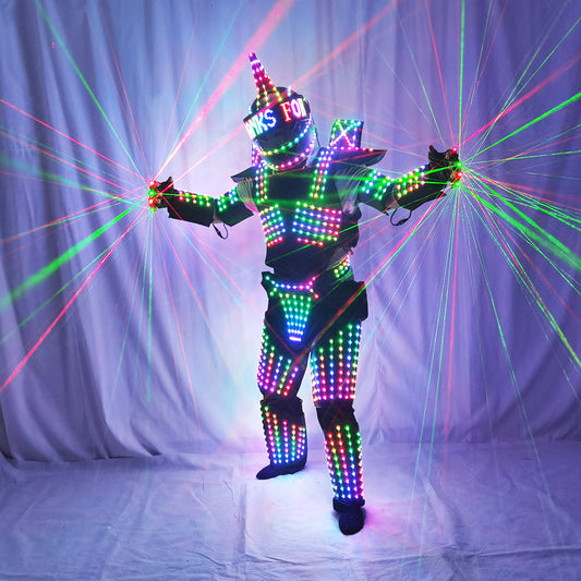 Iconic Tron RGB LED Robot Suit - Full Color Luminous Costume for Team Stage Dance, Cosplay & Disco Nights