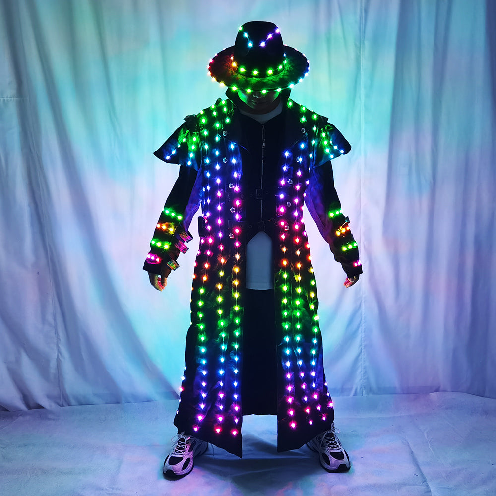 Stage Party Decoration Party Fancy Dress LED Dance Robot Luminous Costume Suits Rave Glowing Performance Clothing Wear