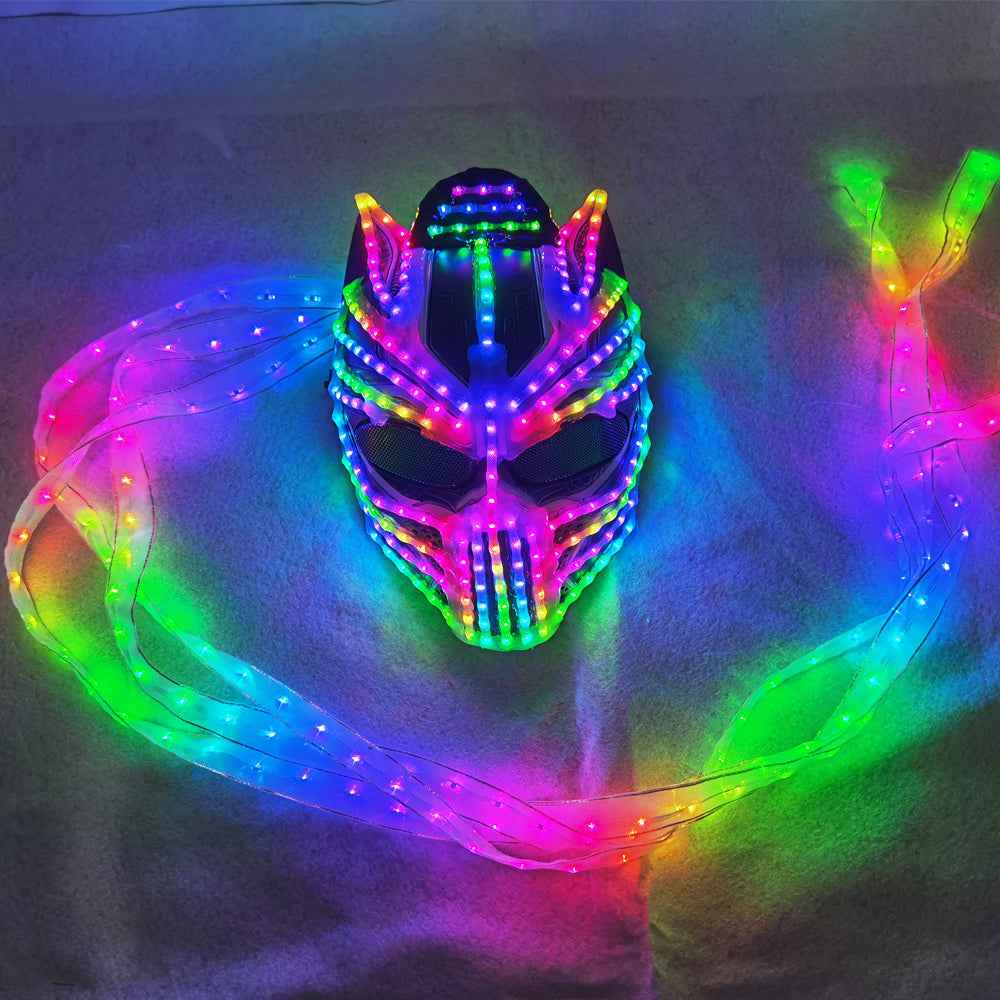 LED Light Illusion Female Helmet Monster Hat Cat Woman Black Panther Mask - Tem-laser.com
