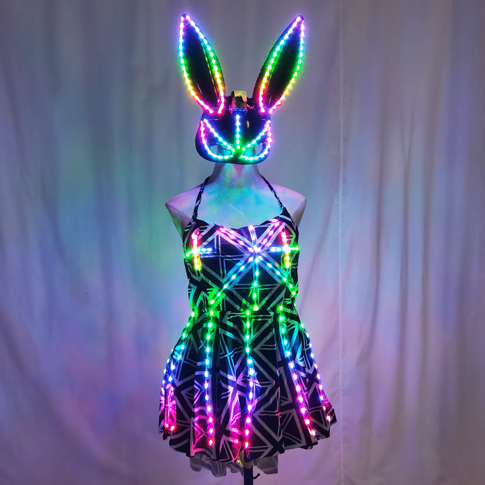 LED Luminous Belly Dance Split Skirt – Sexy Professional Training & Stage Dance Outfit