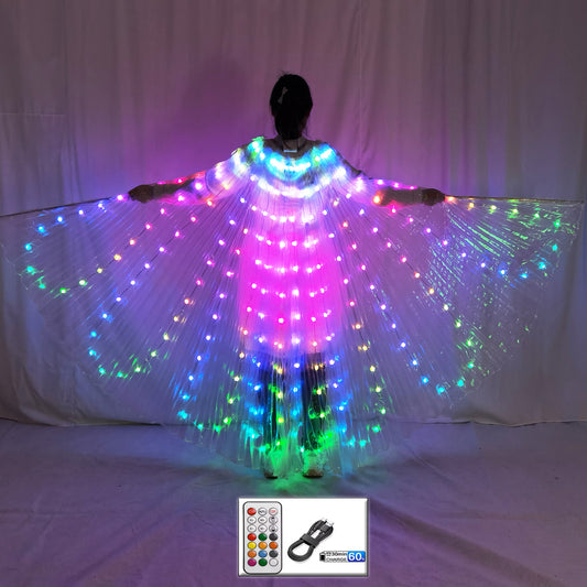 Colorful LED Belly Dance Wings – Popular Glowing Dance Prop with Control Stick