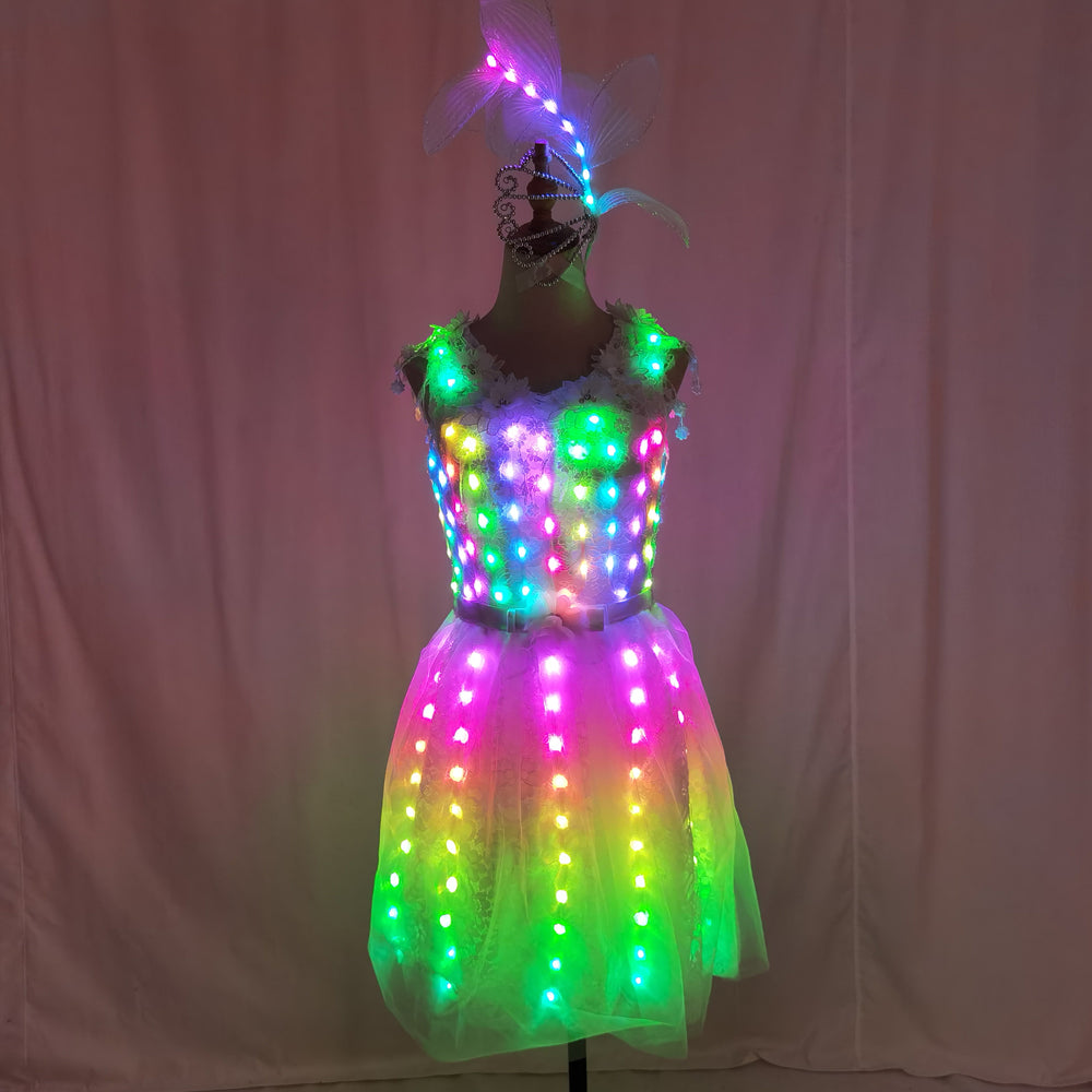 LED Light Up Ballet Tutu Dress Sexy Luminous Outfit for Nightclub GOGO Dancer
