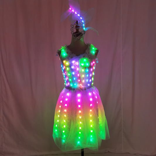 LED Light Up Ballet Tutu Dress Sexy Luminous Outfit for Nightclub GOGO Dancer